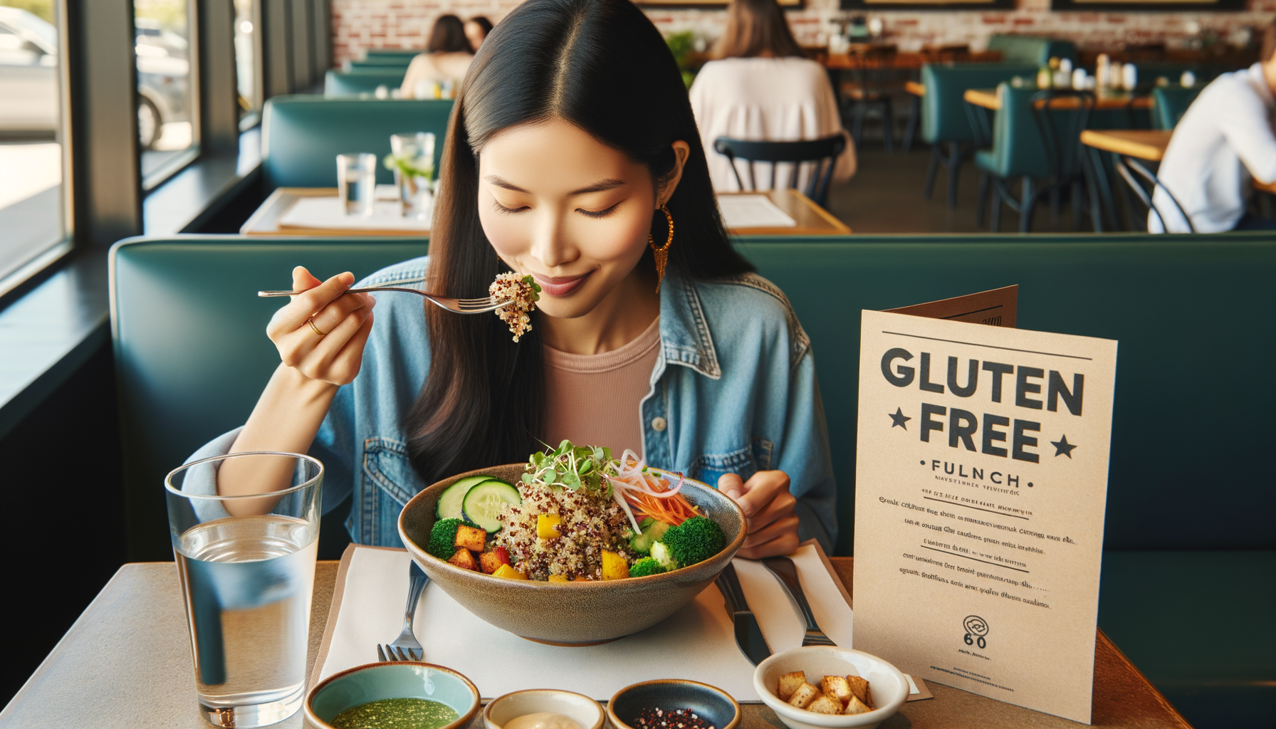 Nutritious gluten-free meal with safe grains and fresh ingredients on white plate