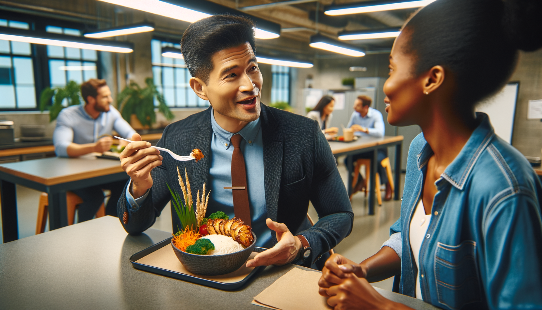 Grilled chicken over rice with vegetables in modern bowl