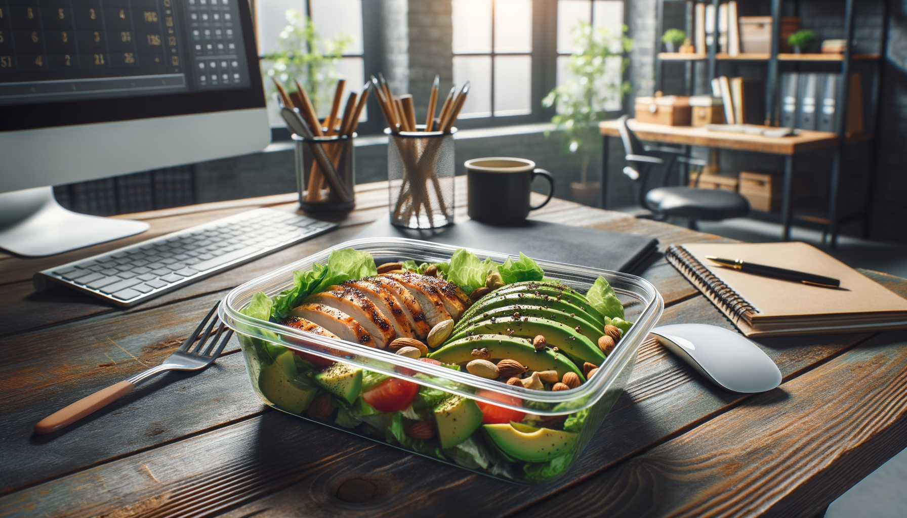 Grass-fed beef strips over greens with sliced avocado and vegetables