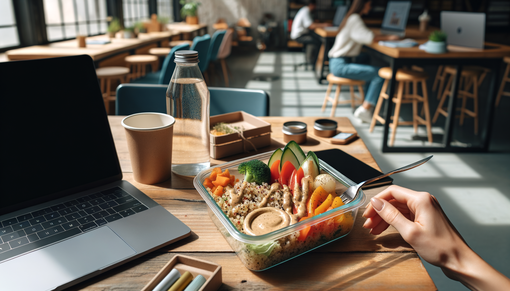 Fresh colorful vegan meal bowl with quinoa, vegetables and plant-based proteins